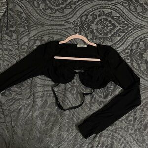 Black Long Sleeve Crop Top